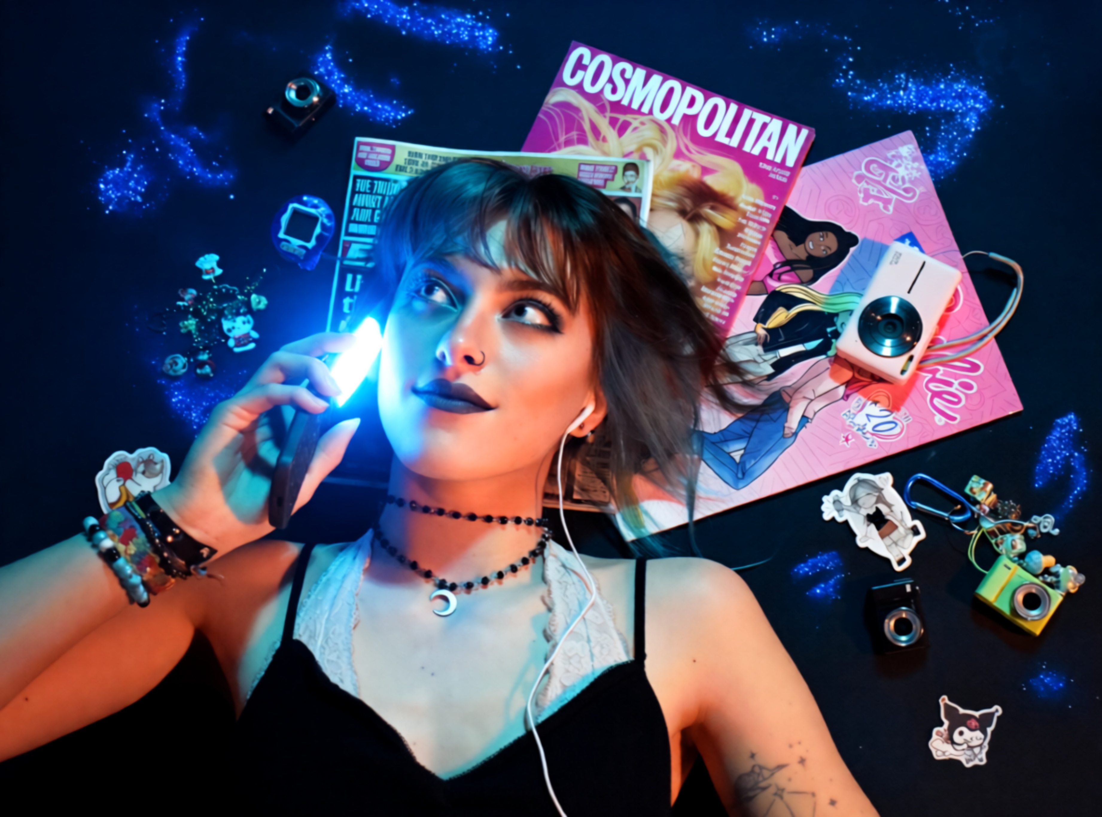 Lifestyle photo - Alyssa with flip phone magazine