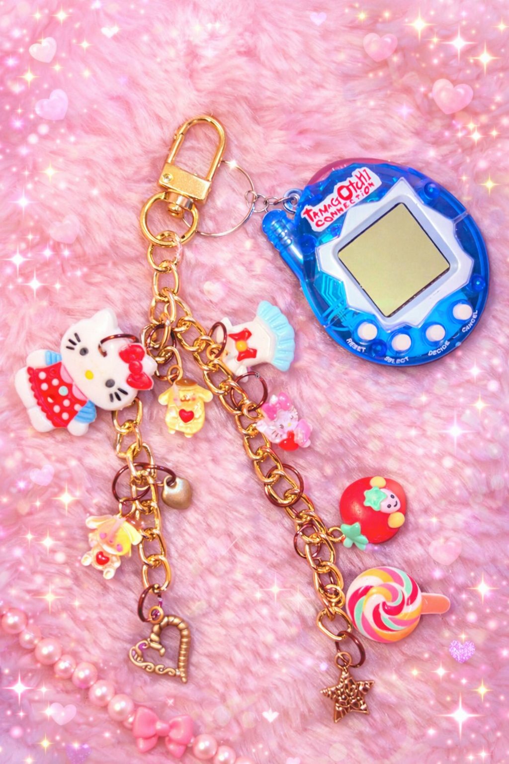 Blueberries and Cherries Hello Kitty Bag Charm or Keychain