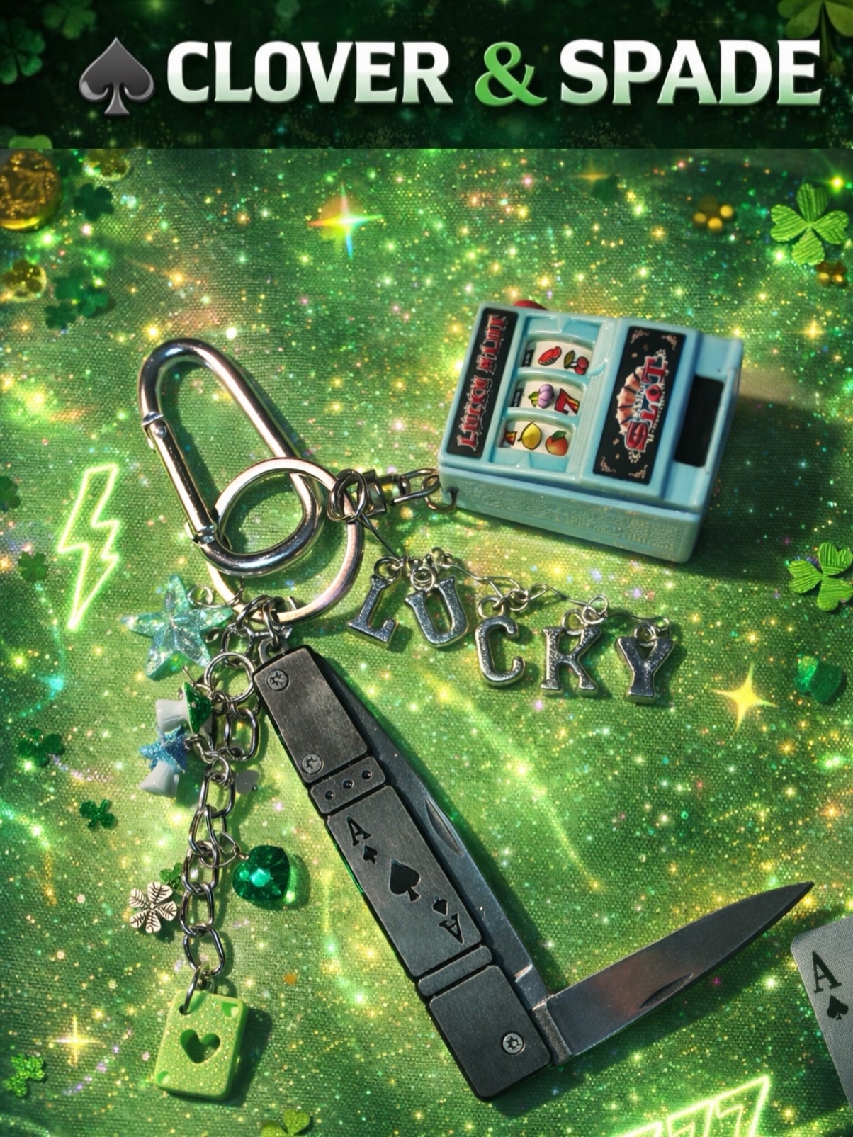 Clover and Spade charm