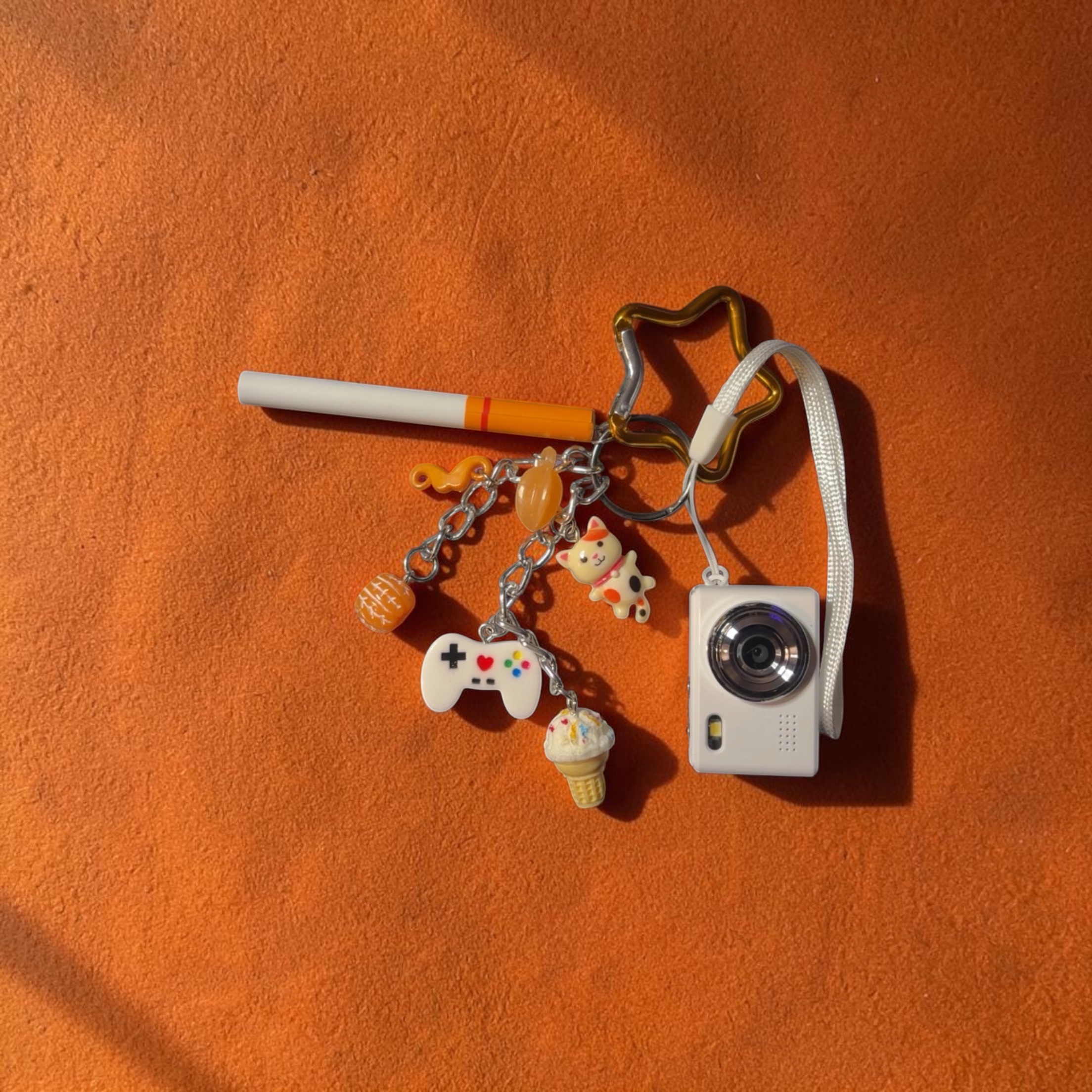 Orange Creamsicle Camera Bag charm or keychain