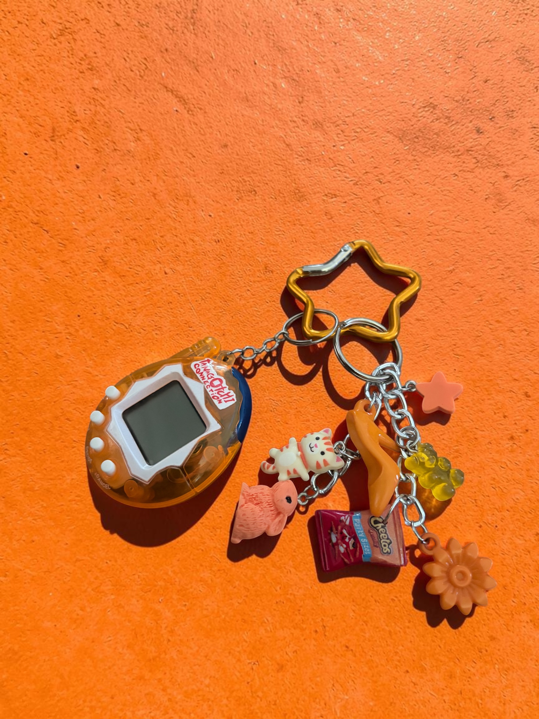 Orange Creamsicle Tamagotchi Bag charm or keychain