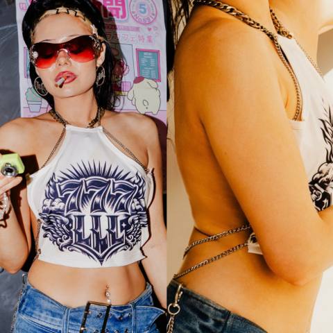 Chain Back Halter Top