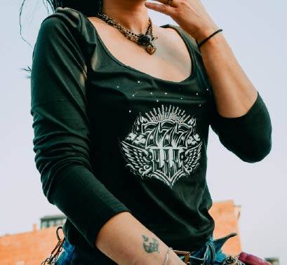 Rhinestone Black Long-Sleeve Top